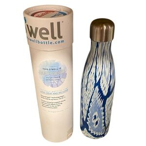 S'well 17 ounce stainless steel  Hand-Painted Blue and White Bottle